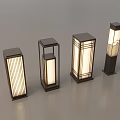 Four Square Shaped Outdoor Lights With Different Decorative Patterns And Illuminated Design In Modern Style