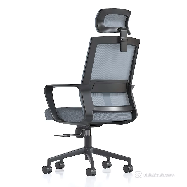 Modern Ergonomic Office Chair With Mesh Backrest Headrest And Adjustable Armrests 3d model