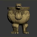 Golden Incense Burner With Dragon Shaped Handles And Animal Legs Design