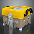 Yellow Brown Equipment Case With Black Handles Green Indicators Support Legs And Number 123