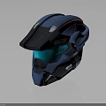 Blue Tech Inspired Helmet With Red Accents And Transparent Blue Visor