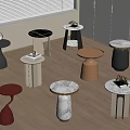 Modern side a few corners a few round a few marble solid wood 3d model