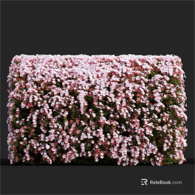 Decorative Cube Shaped Vase with Densely Arranged Pink and White Small Flowers and Green Leaves 3d model 