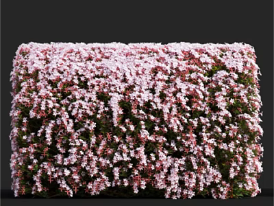 Decorative Cube Shaped Vase with Densely Arranged Pink and White Small Flowers and Green Leaves 3d model