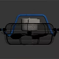 Electric Cooling Fan with Metal Mesh Cover Blue Base and Black Control Knob