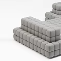 Modern Gray Modular Sectional Sofa with Multiple Configurations and Tufted Upholstery 3d model