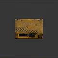 Yellow Commercial Equipment with Worn Surface Geometric Design and Industrial Control Panel