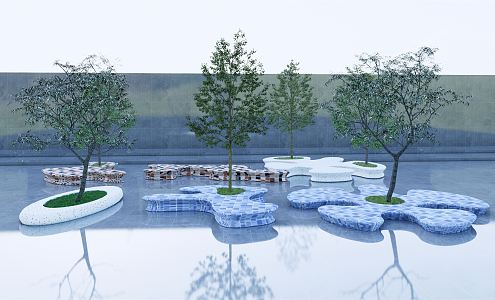 Modern Tree Pool Landscape Tree Pool Seat 3d model