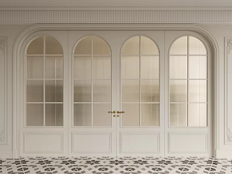 French double door Changhong glass double door 3d model