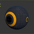 Black And Yellow Fitness Sphere With Circular Rings Holes And Surface Dots Design