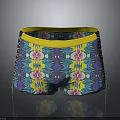 Vibrant Floral Men's Underwear With Yellow Waistband Blue Base And Side Lace Up Detail