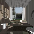 Modern Kindergarten Interior Design With Wooden Decor Round Mirrors And Green Plants
