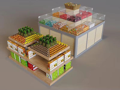 Fresh Fruit Display Shelves With Transparent Lids And Multi Tiered Racks For Produce 3d model