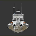 SAMA SEAWORK Fibreglass Work Boat with Twin Engines White Hull Orange Details and Antennas