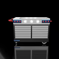 Stainless Steel Commercial Kitchen Mobile Cart with Drawers Red Handles Blue Buttons and White Stars