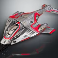 Futuristic Silver Gray Spacecraft with Red Accents Streamlined Design Multiple Engines And Wing Structures 3d model