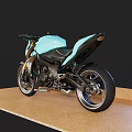 Suzuki Modern Teal Motorcycle With Sleek Body Golden Forks And Black Details