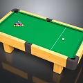 Billiard Table With Green Felt Surface Wooden Frame Billiard Balls And White Cue Ball