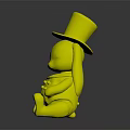 White Rabbit Home Decor Figurine With Black Top Hat Green Vest For Living Room