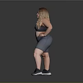 Woman in Gray Sports Bra and Gray Shorts with Hands on Hips Wearing Black Sneakers