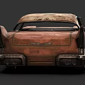 Rusty Worn Out Vintage Car With Shark Fin Design And Body Rust