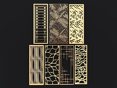 Various Decorative Room Dividers With Intricate Laser Cut Patterns And Designs 3d model