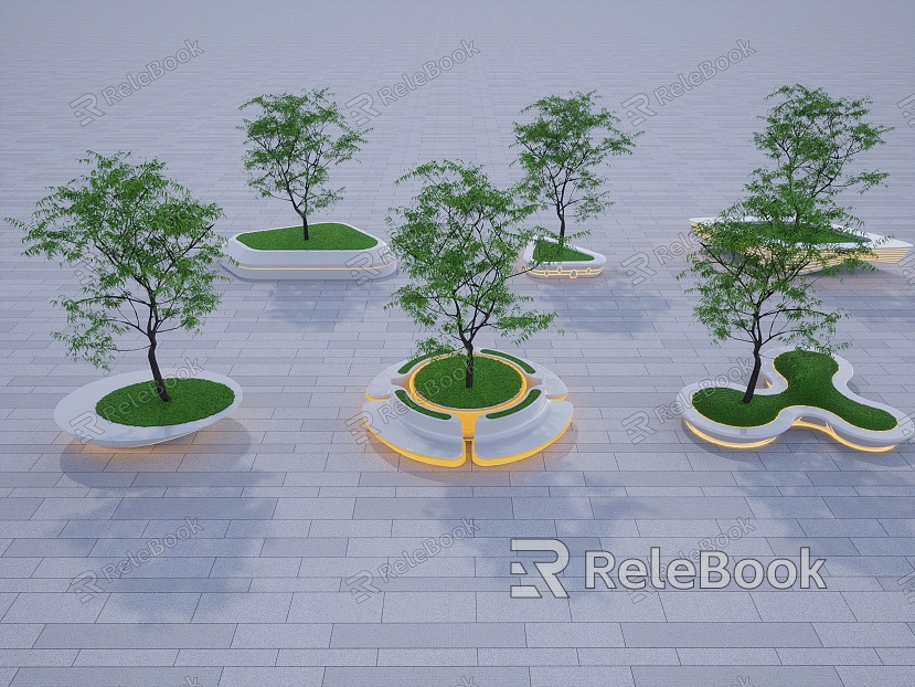 Modern Tree Pond Landscape Tree Pond Planting Pond Special-shaped Planting Pond model