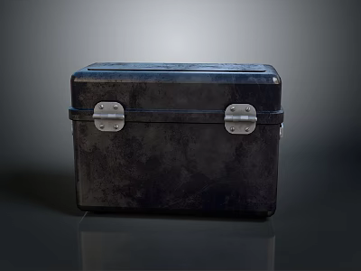 Dark Vintage Storage Box With Metal Clasps Durable Home Storage Solution 3d model