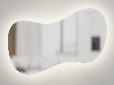 Modern Irregular Shaped Mirror Reflecting Interior Columns And Window 3d model