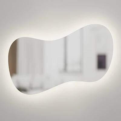 Modern Irregular Shaped Mirror Reflecting Interior Columns And Window 3d model