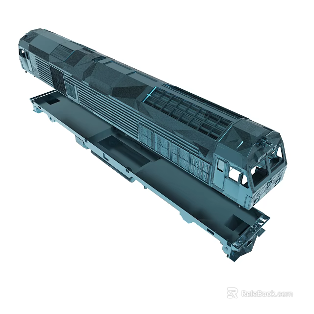 Detailed Dark Train Locomotive Model With Structured Design And Windows 3d model 