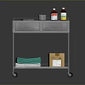 Stainless Steel Industrial Utility Cart With Wheels Drawers Tray Bottles Green Cloths And Box