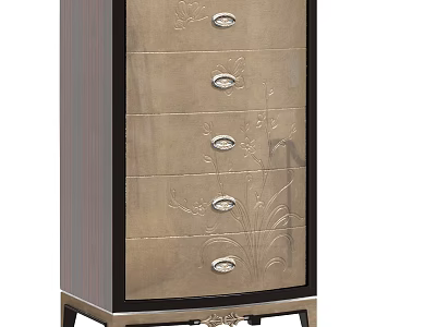 Elegant Console Side Cabinet For Entryway With Decorative Drawers And Floral Patterns Design 3d model