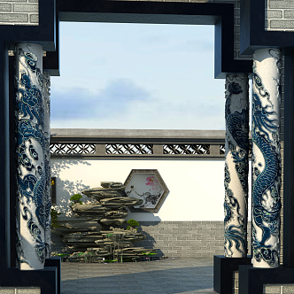 Chinese pillar 3d model