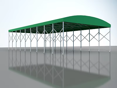 Green Canopy Tent with Multiple Metal Frame Poles Stable Support and Reflective Ground 3d model