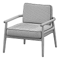 Black Leather Upholstered Accent Chair with Wooden Armrests and Modern Minimalist Design