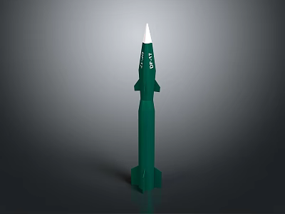 Green Rocket Weapon With White Tip And J-20 Military Marking Design 3d model