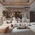 Modern Living Dining Room Interior With Open Concept Pendant Lights Sofa Dining Table And Chairs