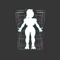 Game and Movie Character With White Hair Blue Eyes Pink Top and Blue Leg Armor