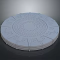 Ancient Weapon Decorative Circular Gray Disc With Intricate Symbolic Patterns 3d model