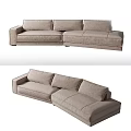Modern Light Brown L Shaped Sectional Sofa With Multiple Cushions And Comfortable Design 3d model