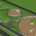 Outdoor Circular Leisure Areas With Green Grass Trees And Paths