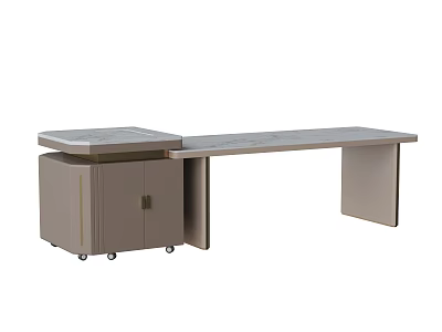 Modern Tea Table And Chairs With Rolling Side Cabinet And Smooth Top 3d model