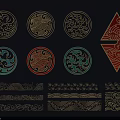 Traditional Wall Decor With Various Circular Diamond Patterns And Colorful Striped Motifs