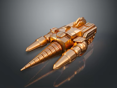 Golden Metallic Lighting Fixture Set With Intricate Spiked Design And Reflective Surface 3d model