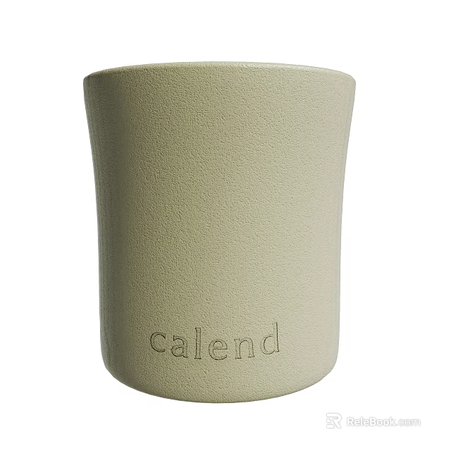 Light Green Ceramic Container With Calend Text 3d model 