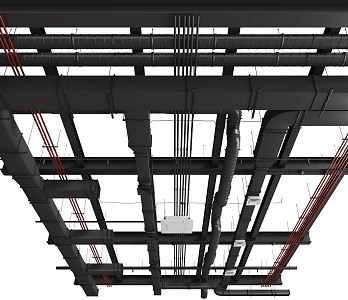 Industrial ventilation pipe ceiling 3d model