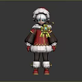 Christmas Elf Character in Red Santa Coat With Brown Sleeves White Trim and Red Shoes
