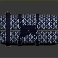 Blue and White Geometric Pattern Duffel Bag with Dark Blue Handles for Travel