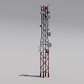 Tall Communication Tower with Metal Framework Multiple Antennas and Satellite Dishes